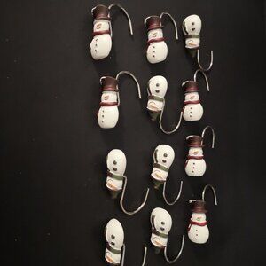 Set of 12 Winter Theme Snowman Shower Curtain Hooks only